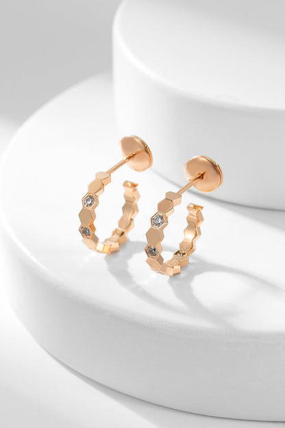 [Elara]BEE LOVE DIAMOND HOOP EARRINGS