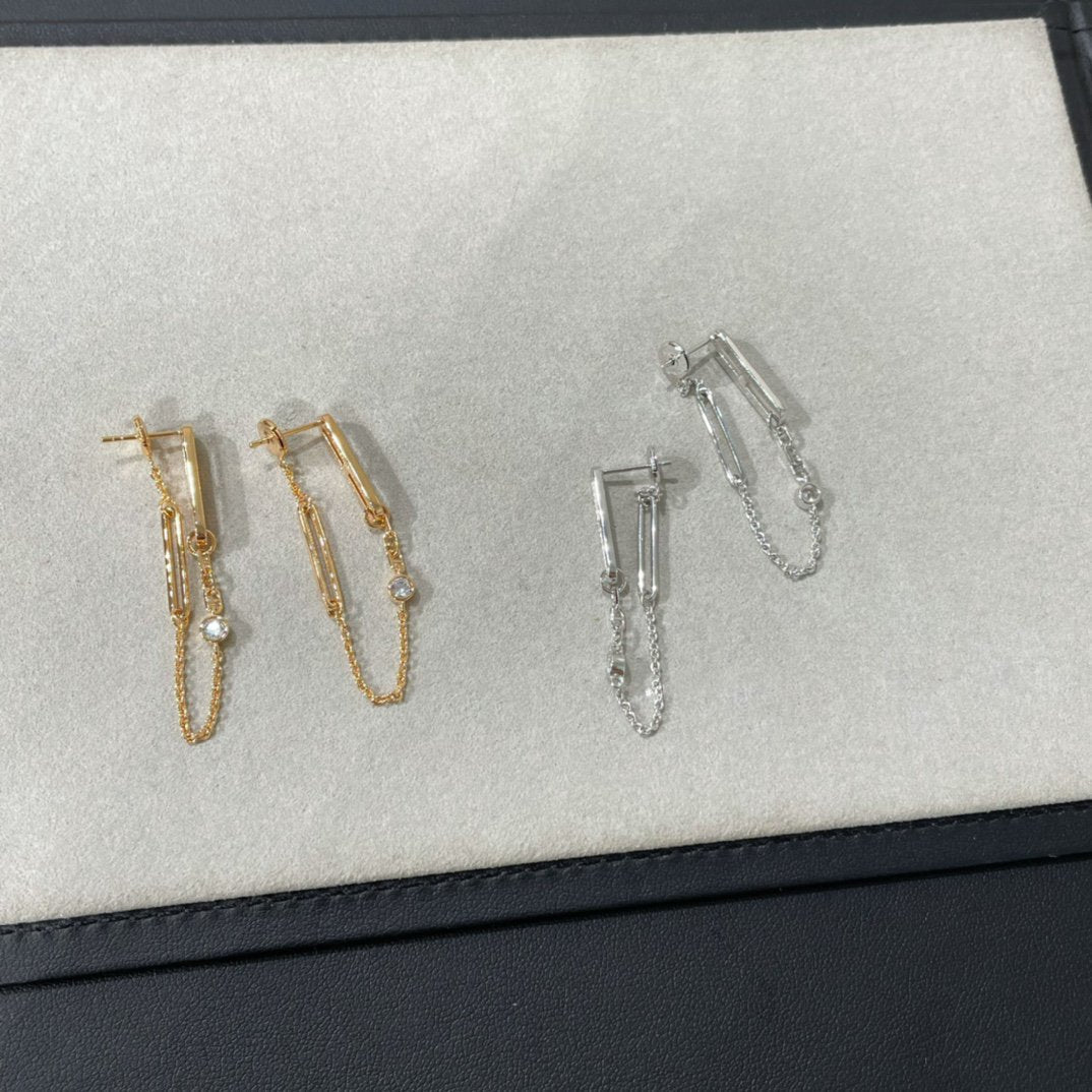 [Elara]CHAINE CHAOS DIAMOND DROP EARRINGS