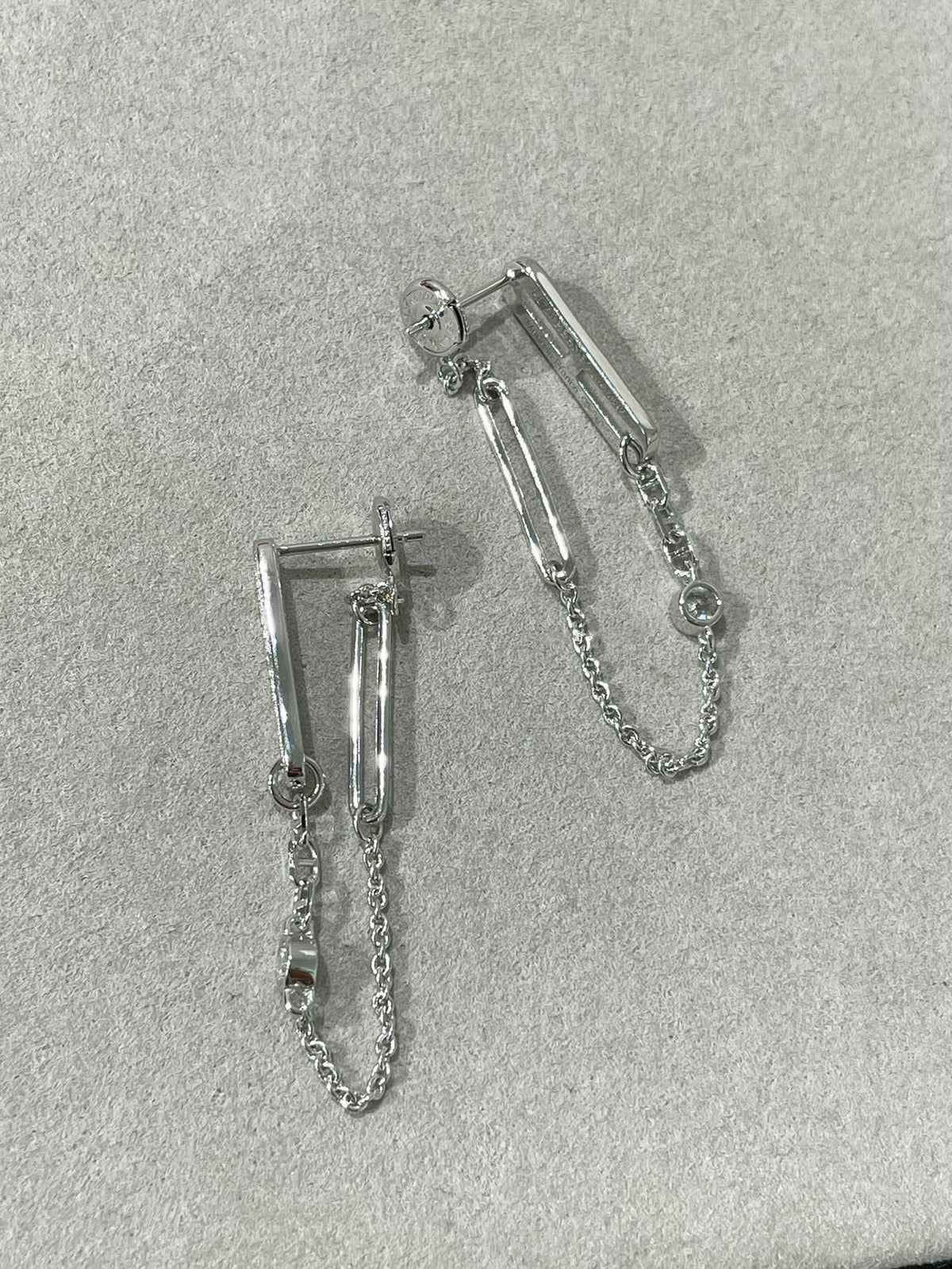 [Elara]CHAINE CHAOS DIAMOND DROP EARRINGS