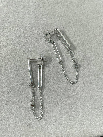 [Elara]CHAINE CHAOS DIAMOND DROP EARRINGS
