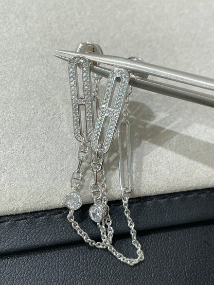 [Elara]CHAINE CHAOS DIAMOND DROP EARRINGS