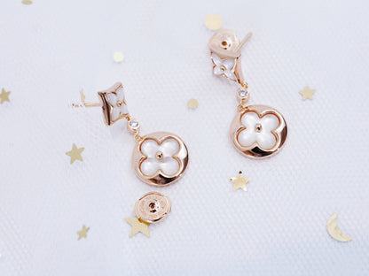 [Elara]STAR AND SUN ROSE GOLD MOP DROP EARRINGS
