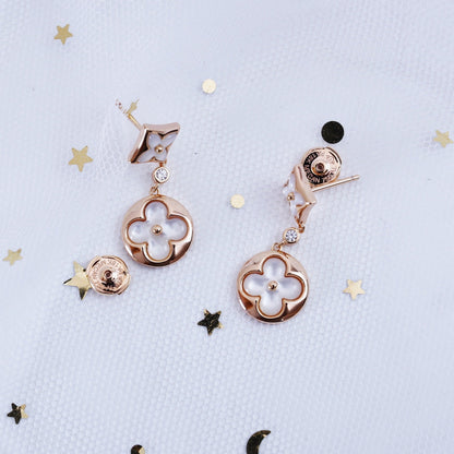 [Elara]STAR AND SUN ROSE GOLD MOP DROP EARRINGS