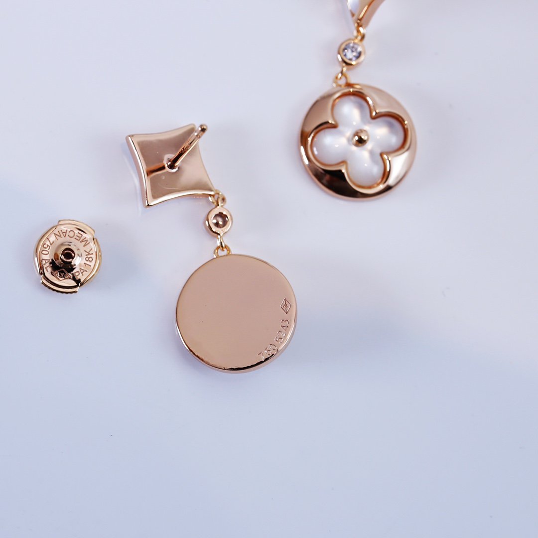 [Elara]STAR AND SUN ROSE GOLD MOP DROP EARRINGS