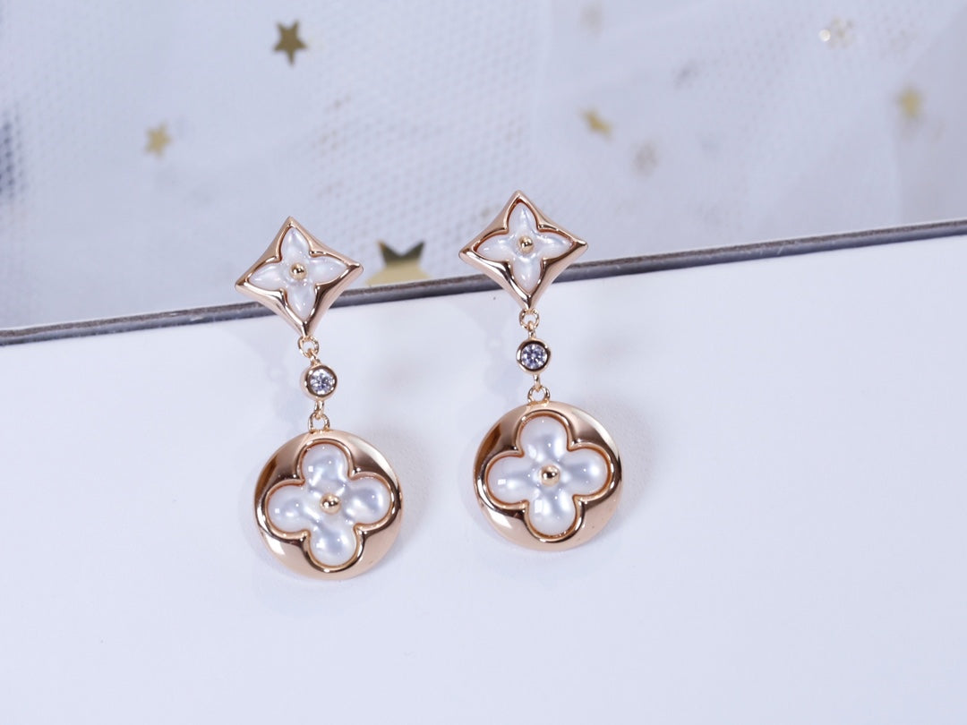 [Elara]STAR AND SUN ROSE GOLD MOP DROP EARRINGS