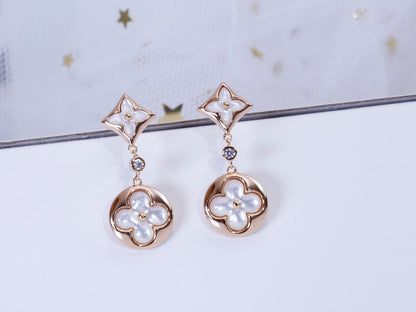 [Elara]STAR AND SUN ROSE GOLD MOP DROP EARRINGS