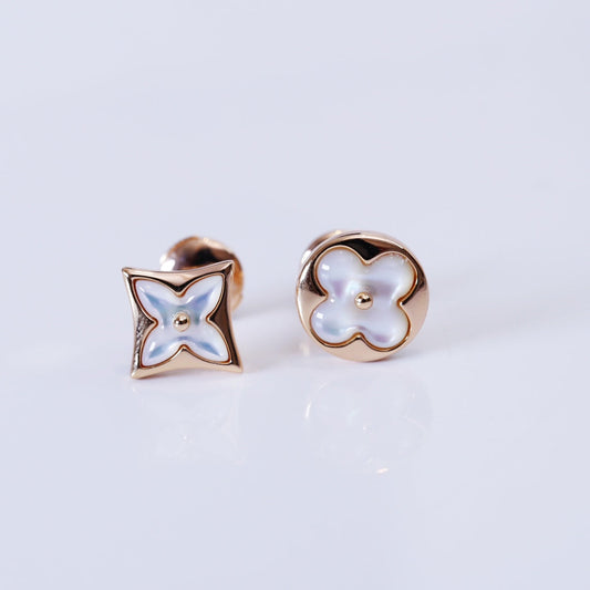 [Elara]スター＆サン ローズゴールドMOPスタッドピアス