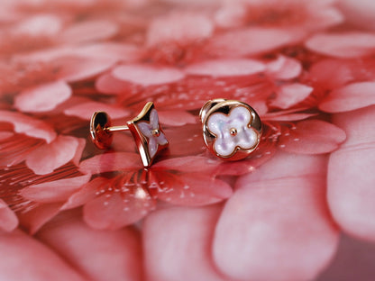 [Elara]STAR AND SUN ROSE GOLD MOP STUD EARRINGS