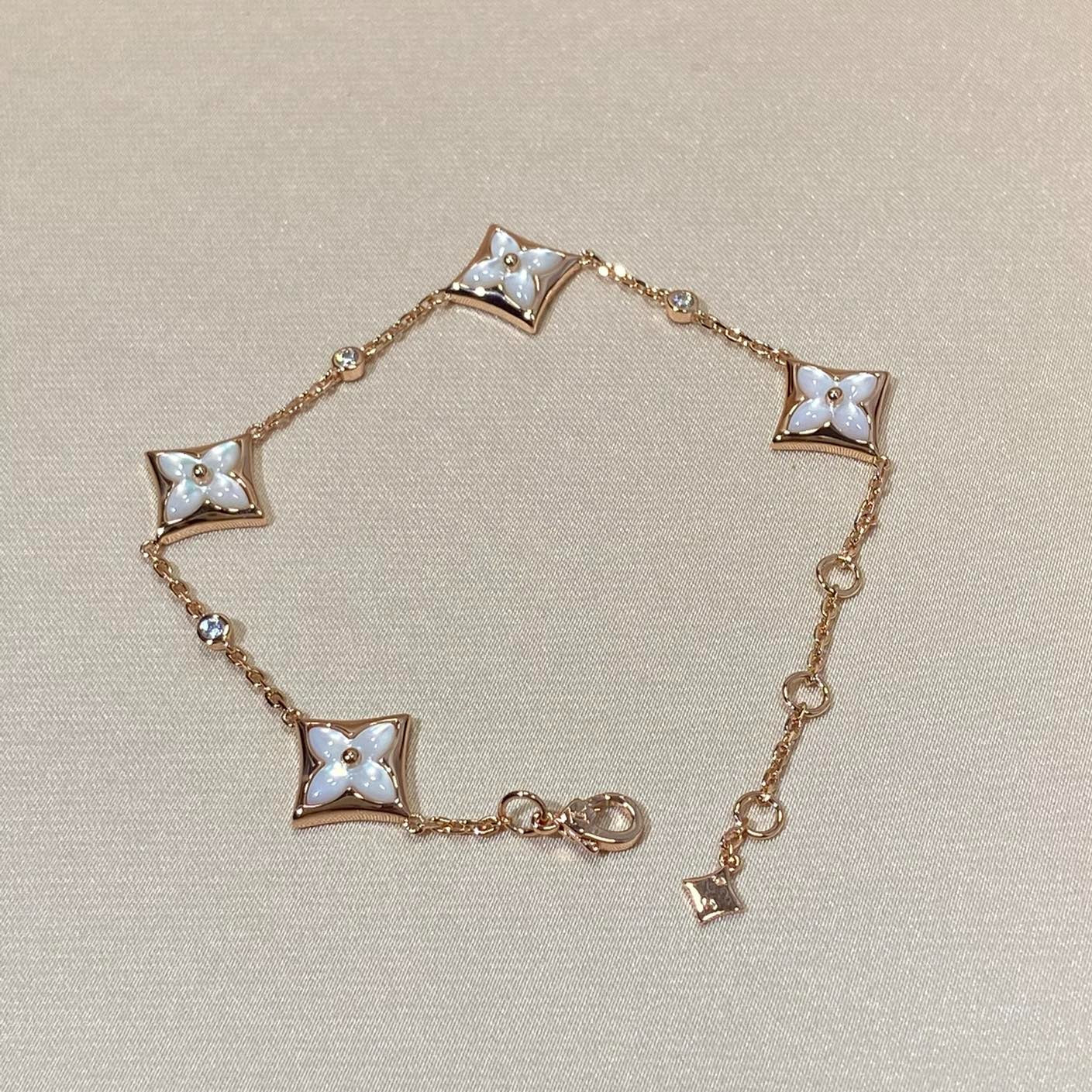 [Elara]STAR 4 MOTIV PERLMUTT DIAMANT ROSÉGOLD ARMREIF
