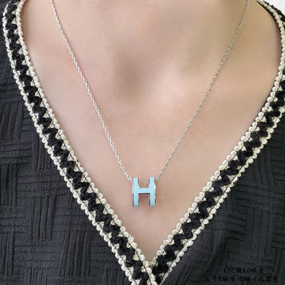 [Elara]POP H SKY BLUE NECKLACE