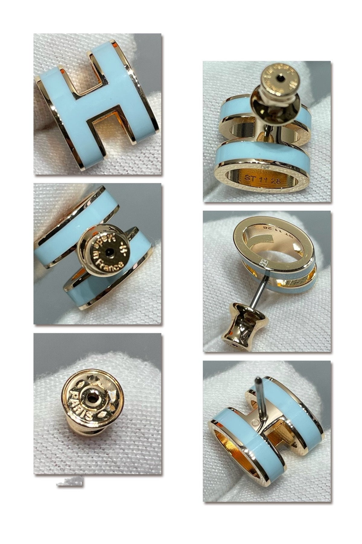 [Elara]POP H SKY BLUE STUD EARRINGS
