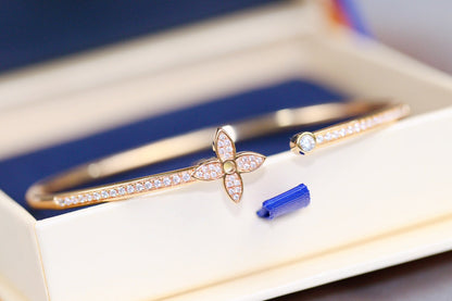 [Elara]IDYLLE ROSE GOLD OPEN BRACELET DIAMOND PAVED
