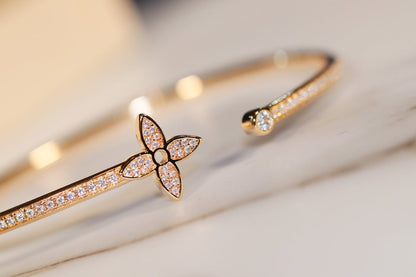 [Elara]IDYLLE GOLD OPEN BRACELET DIAMOND PAVED