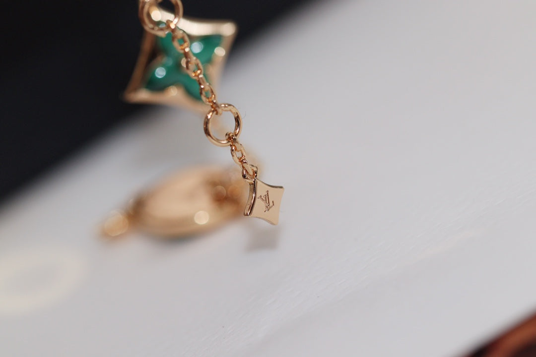 [Elara]STAR AND SUN 4 MOTIF ROSE GOLD MALACHITE BRACELET