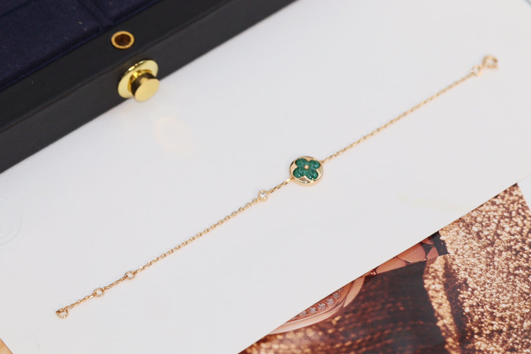 [Elara]STAR AND SUN 4 MOTIF ROSE GOLD MALACHITE BRACELET