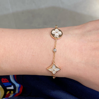 [Elara]STAR AND SUN 4 MOTIV WEISS MOP ROSÉGOLD ARMREIF
