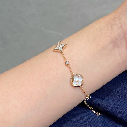 [Elara]STAR AND SUN 4 MOTIV WEISS MOP ROSÉGOLD ARMREIF