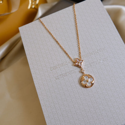 [Elara]Halskette STERNE UND SONNE WEISS MOP 2 MOTIVE ROSÉGOLD