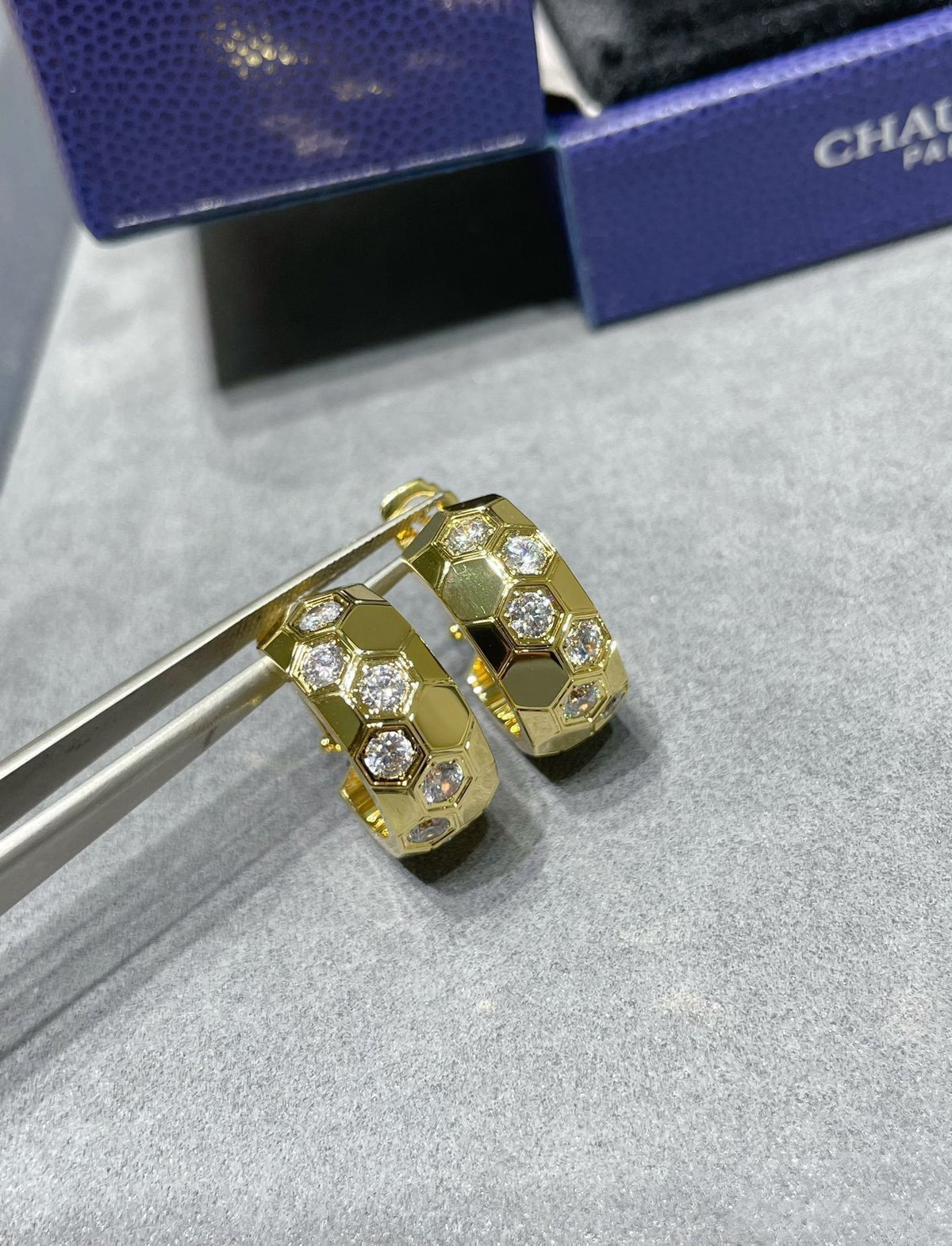 [Elara]BEE LOVE DIAMOND HOOP EARRINGS