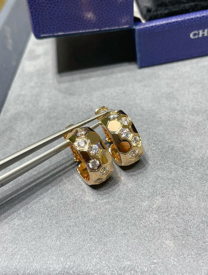 [Elara]BEE LOVE DIAMOND HOOP EARRINGS