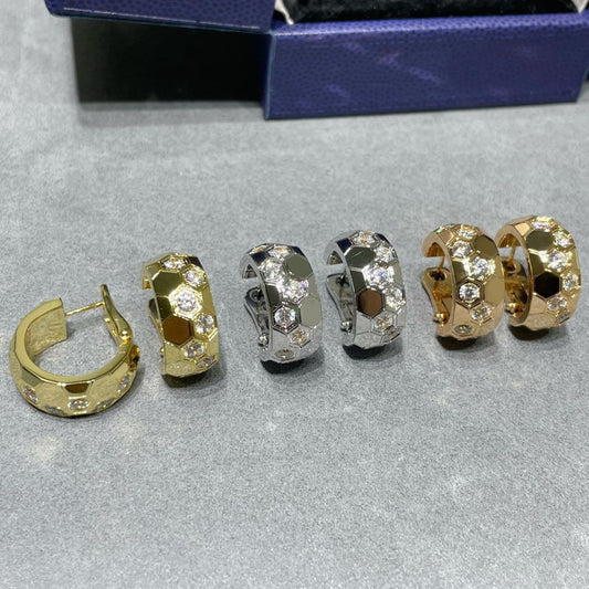 [Elara]BEE LOVE DIAMOND HOOP EARRINGS