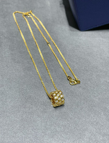 [Elara]BEE LOVE DIAMOND PAVED 3 ROW NECKLACE