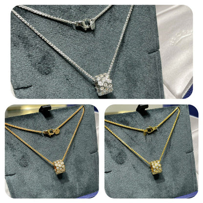 [Elara]BEE LOVE DIAMOND PAVED 3 ROW NECKLACE