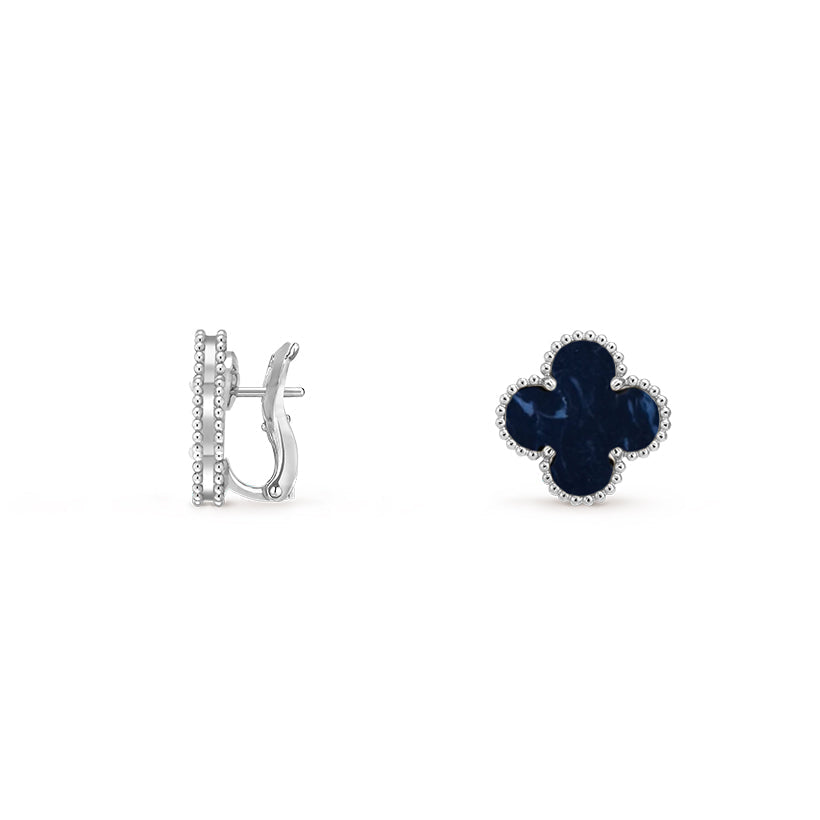 [Elara]15MM CLOVER FLOWER STUD EARRINGS WHITE GOLD COLLECTION