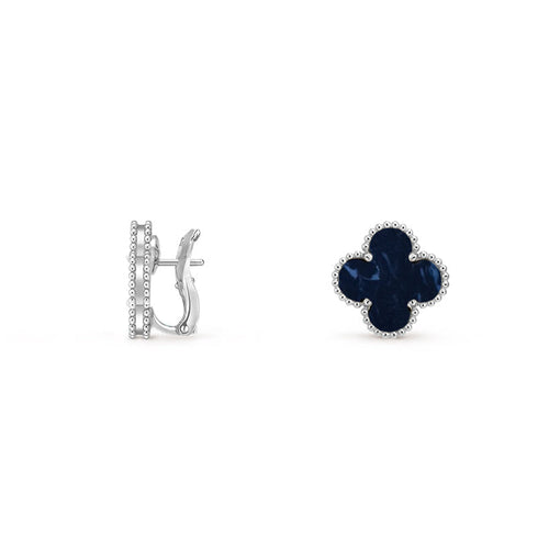 [Elara]15MM CLOVER FLOWER STUD EARRINGS WHITE GOLD COLLECTION