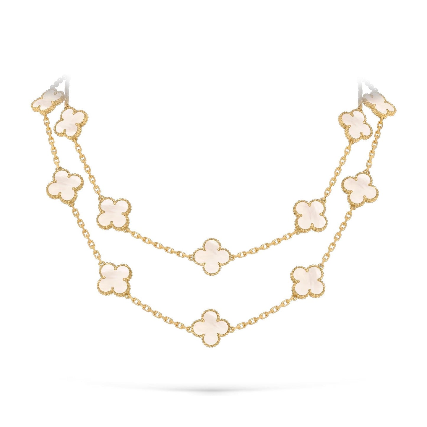 [Elara]CLASSIC 20-MOTIV GLÜCKKLEE-HALSKETTE LANG GOLD KOLLEKTION