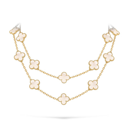 [Elara]CLASSIC 20-MOTIV GLÜCKKLEE-HALSKETTE LANG GOLD KOLLEKTION