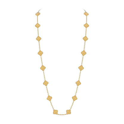 [Elara]CLASSIC 20-MOTIV GLÜCKKLEE-HALSKETTE LANG GOLD KOLLEKTION