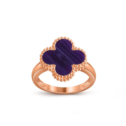 [Elara]LUCKY CLOVER VINTAGE ROSE GOLD RING COLLECTION
