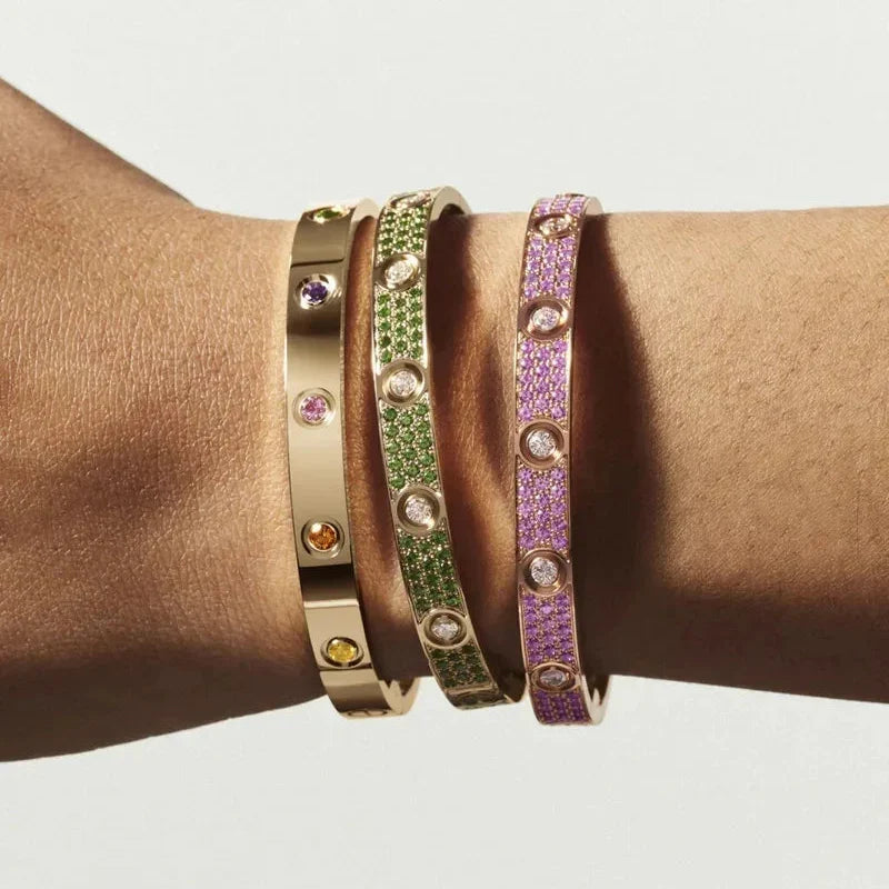 [Elara]CLASSIC 6.1MM LOVE BRACELET 10-DIAMOND MULTICOLOR
