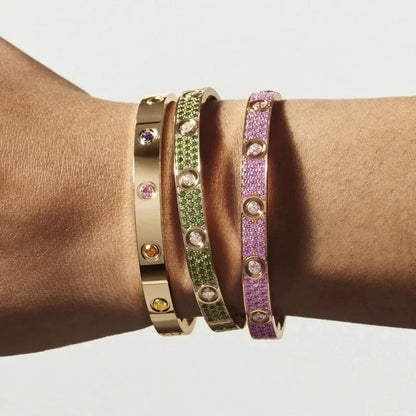 [Elara]CLASSIC 6.1MM LOVE BRACELET 10-DIAMOND MULTICOLOR