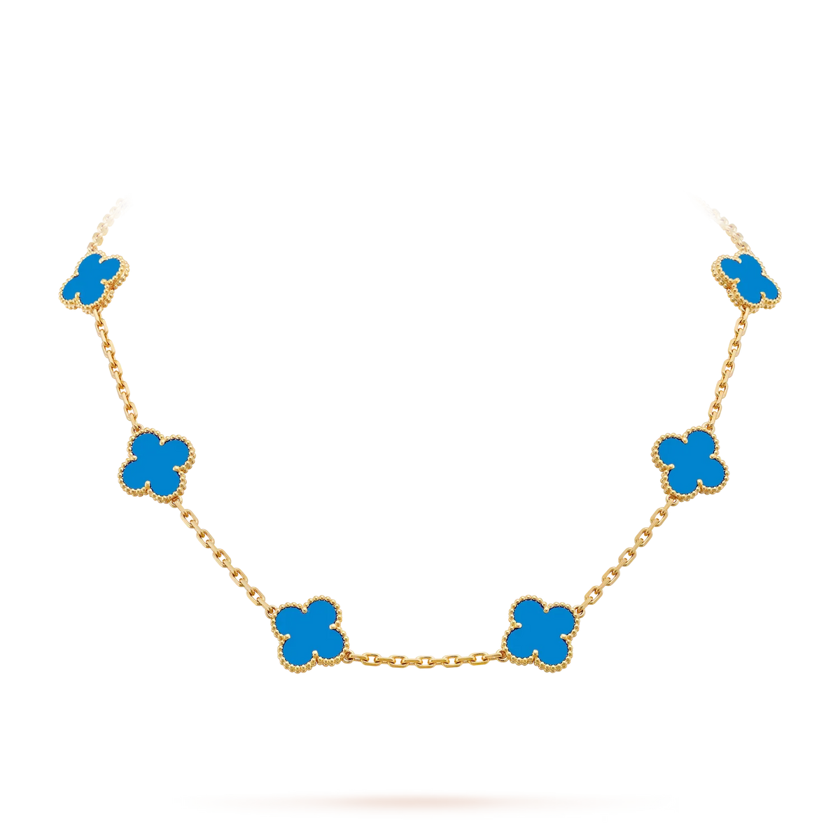 [Elara]CLASSIC LUCKY 10-MOTIF CLOVER NECKLACE GOLD COLLECTION
