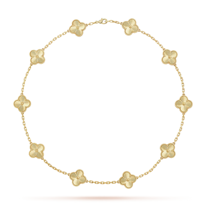 [Elara]CLASSIC LUCKY 10-MOTIF CLOVER NECKLACE GOLD COLLECTION