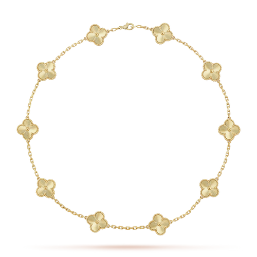 [Elara]CLASSIC LUCKY 10-MOTIF CLOVER NECKLACE GOLD COLLECTION