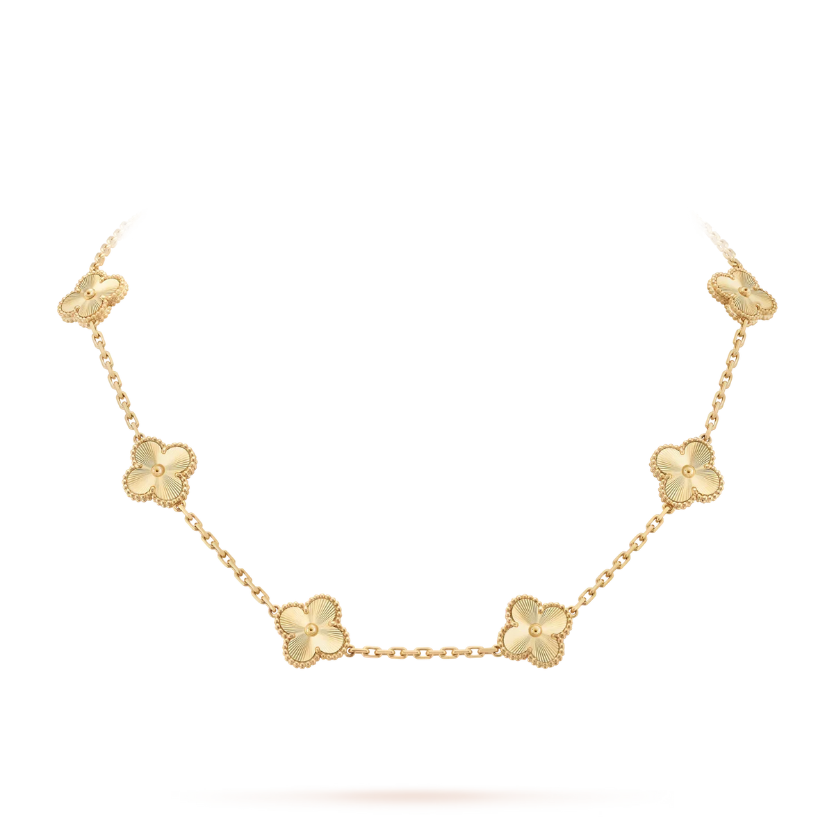 [Elara]CLASSIC LUCKY 10-MOTIF CLOVER NECKLACE GOLD COLLECTION