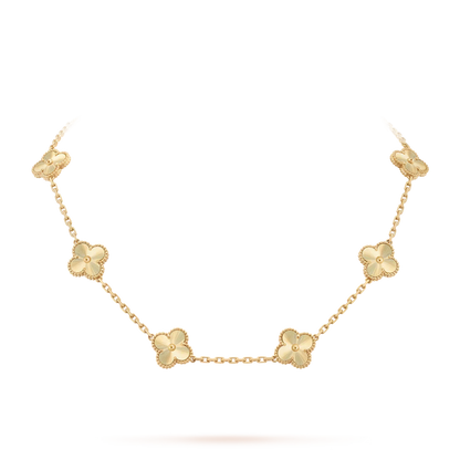 [Elara]CLASSIC LUCKY 10-MOTIF CLOVER NECKLACE GOLD COLLECTION
