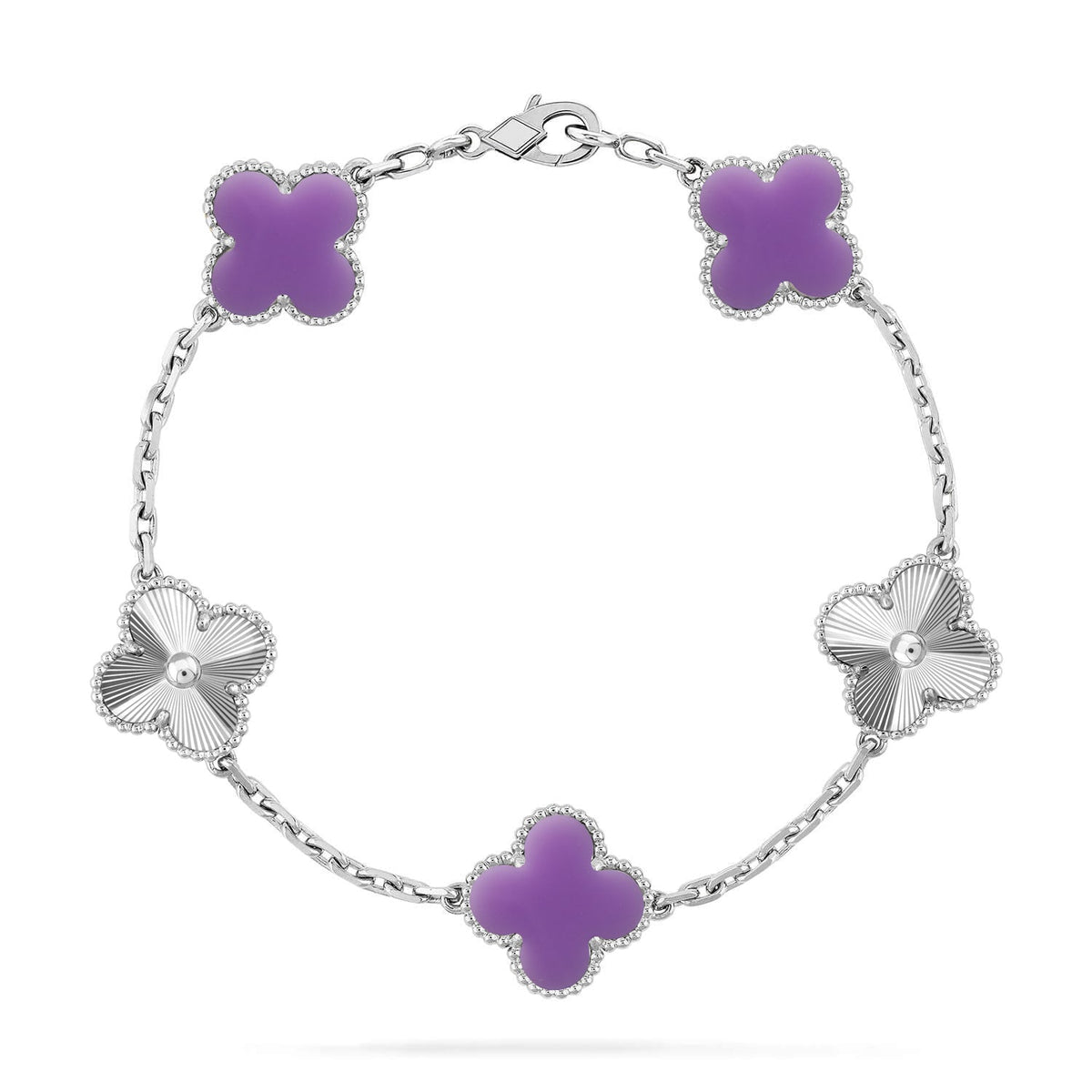 [Elara]LUCKY CLOVER 5-MOTIF BRACELET - LAVENDER COLLECTION