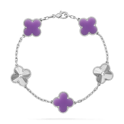 [Elara]LUCKY CLOVER 5-MOTIF BRACELET - LAVENDER COLLECTION