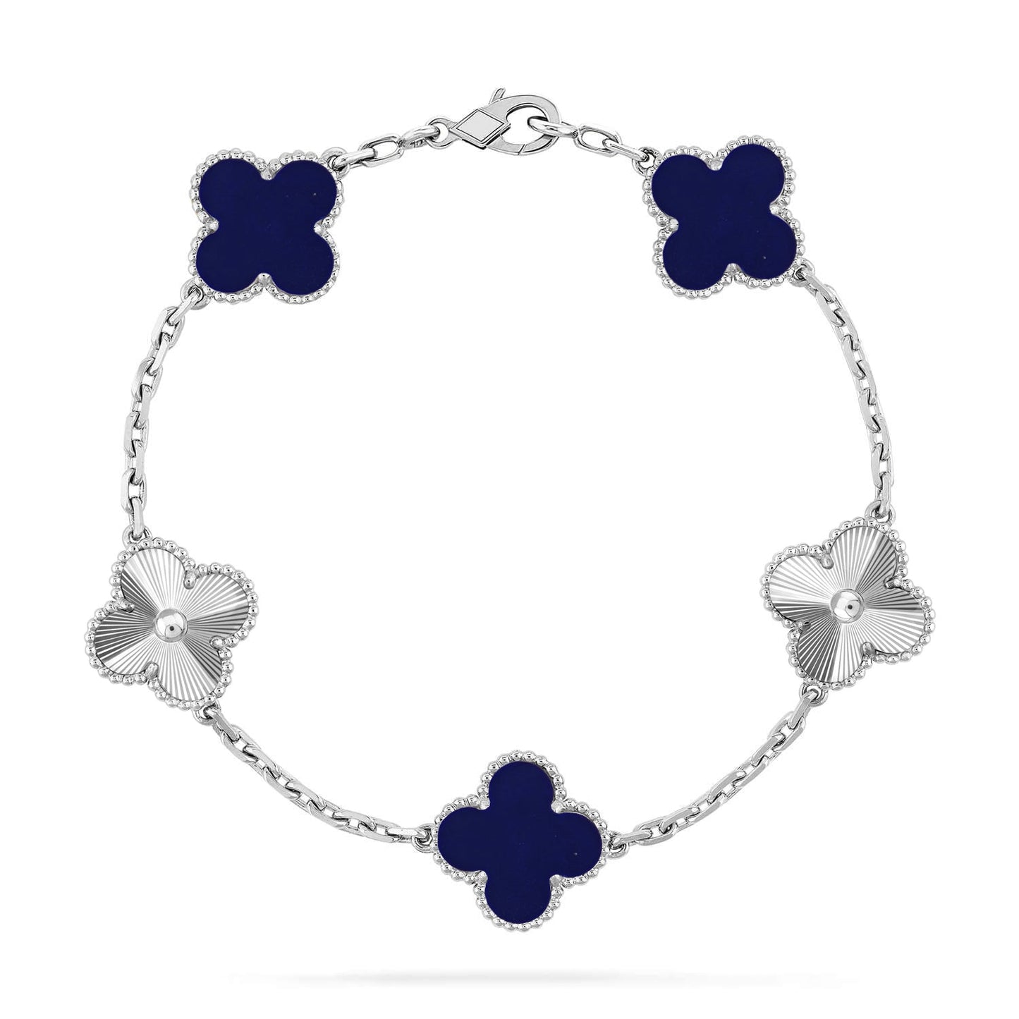 [Elara]LUCKY CLOVER 5-MOTIF BRACELET - LAPIS LAZULI COLLECTION