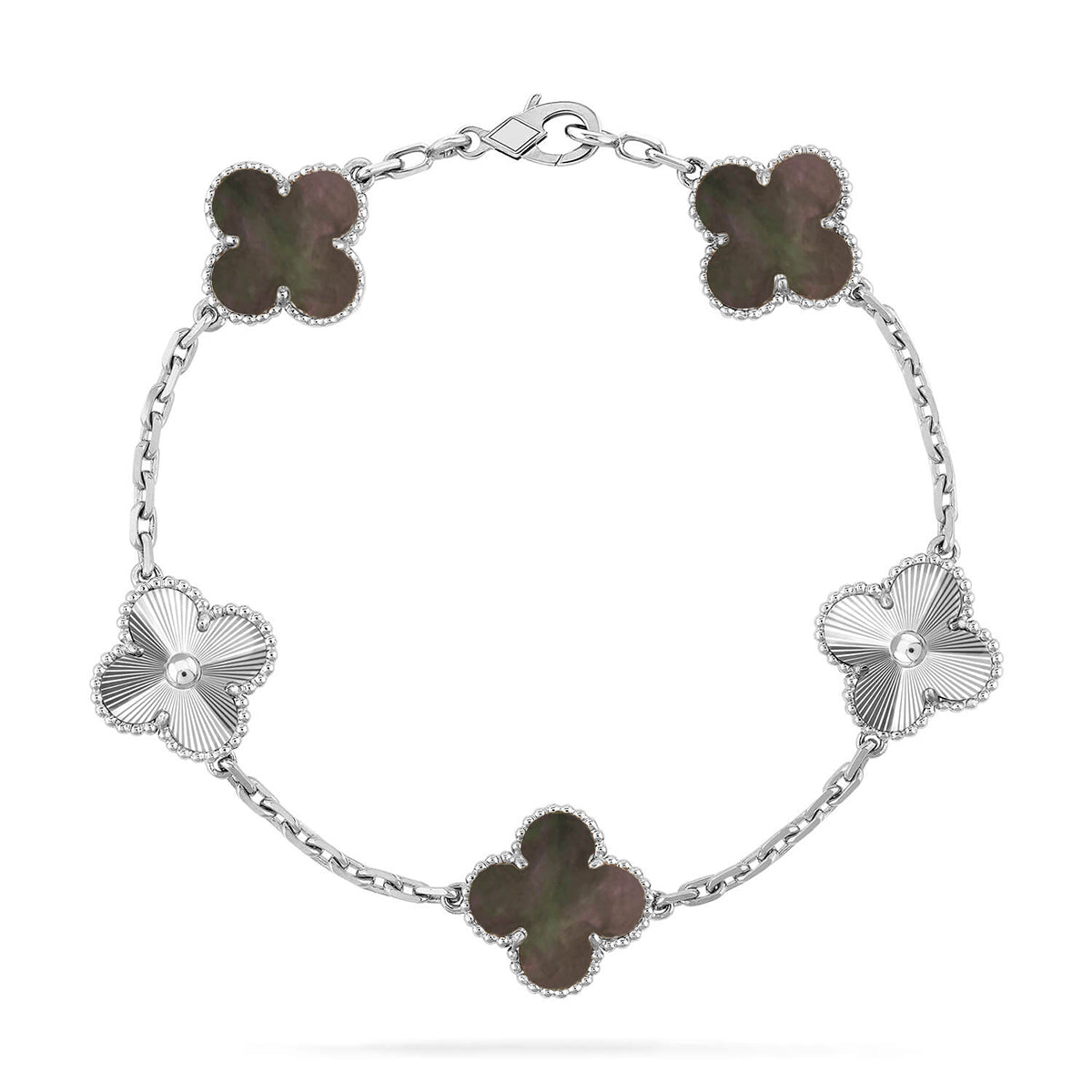 [Elara] LUCKY CLOVER 5-MOTIF BRACELET - KOLLEKTION GRAUES PERLMUTT