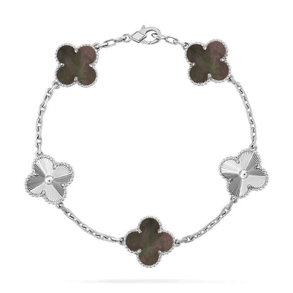 [Elara] LUCKY CLOVER 5-MOTIF BRACELET - KOLLEKTION GRAUES PERLMUTT