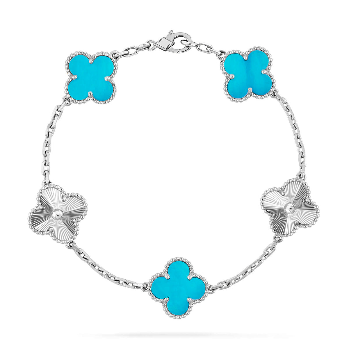 [Elara]LUCKY CLOVER 5-MOTIF BRACELET - TURQUOISE COLLECTION