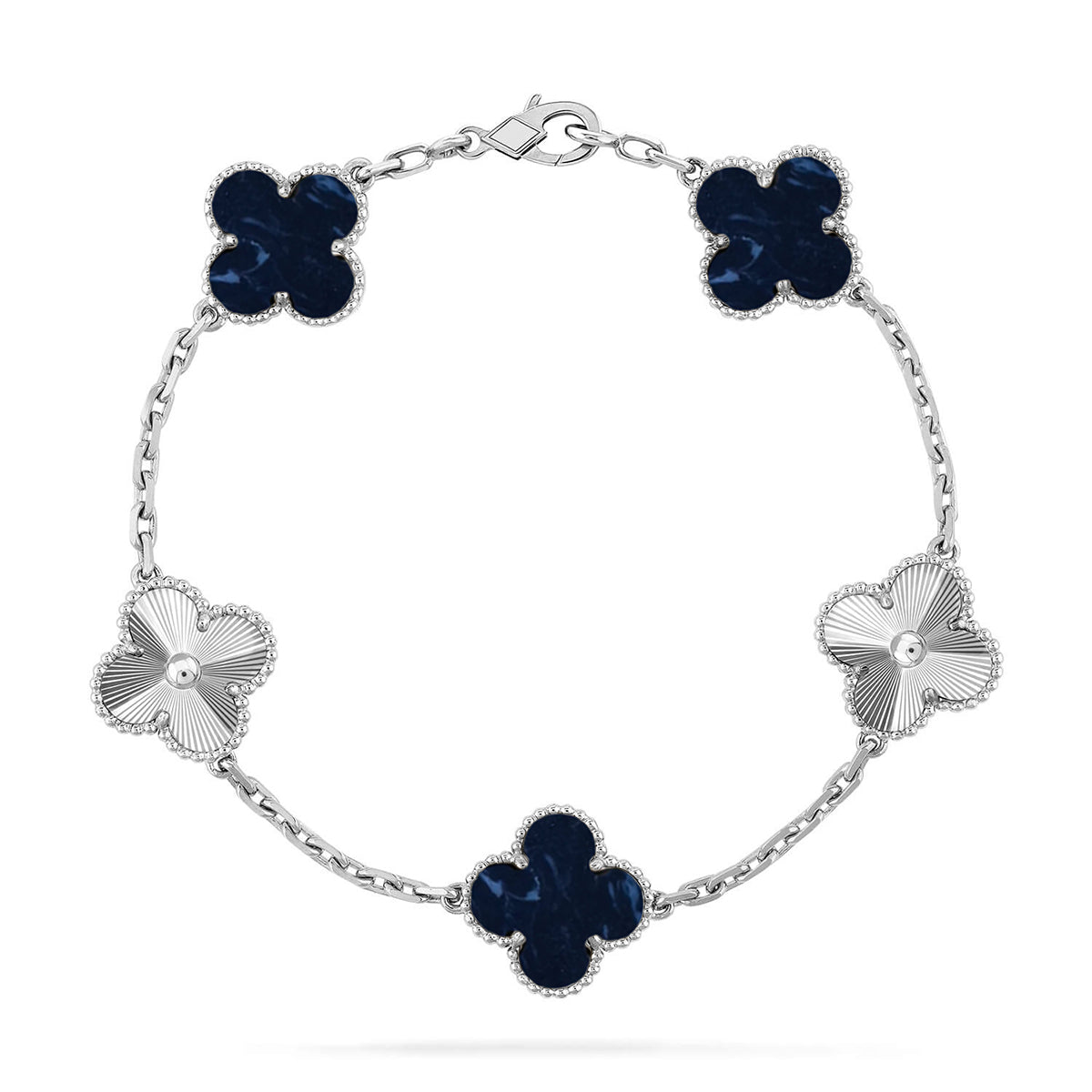[Elara]LUCKY CLOVER 5-MOTIF BRACELET - PIETERSITE COLLECTION