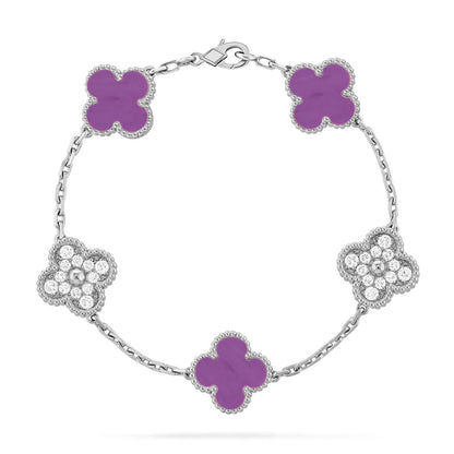 [Elara]GLÜCKSKLEE-ARMBAND MIT 5 MOTIVEN – VIOLETTE KOLLEKTION