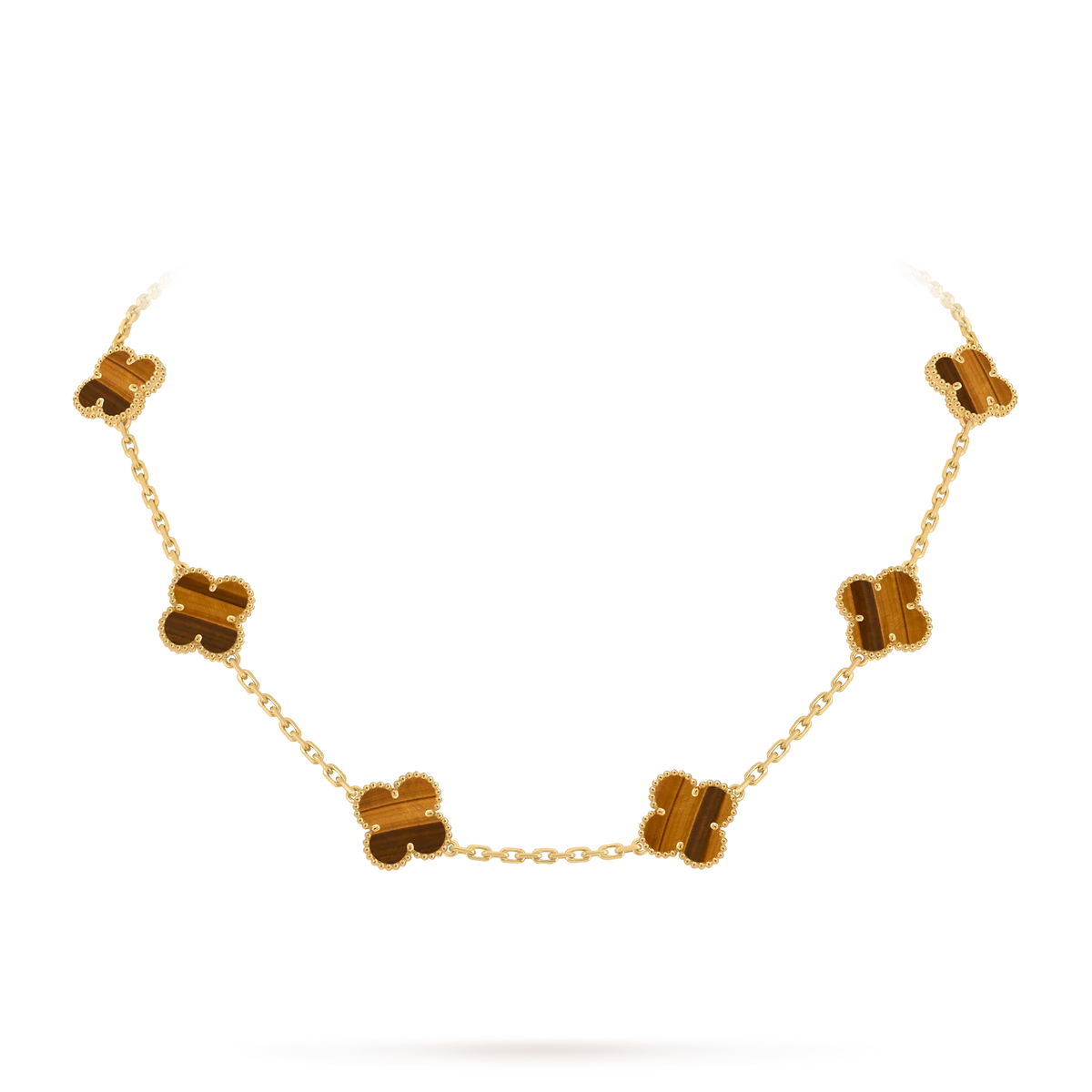 [Elara]CLASSIC LUCKY 10-MOTIF CLOVER NECKLACE GOLD COLLECTION