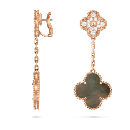 [Elara]CLOVER DUAL-MOTIF STATEMENT STUD EARRINGS - DOUBLE-CHARM COLLECTION